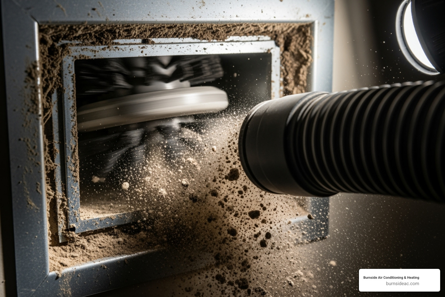 of dust and debris being removed from an air vent - air duct cleaning plano