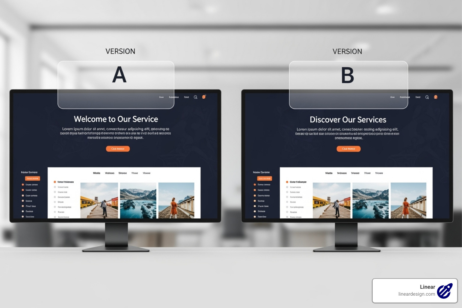 A/B test comparison for a headline - increase website conversion rates