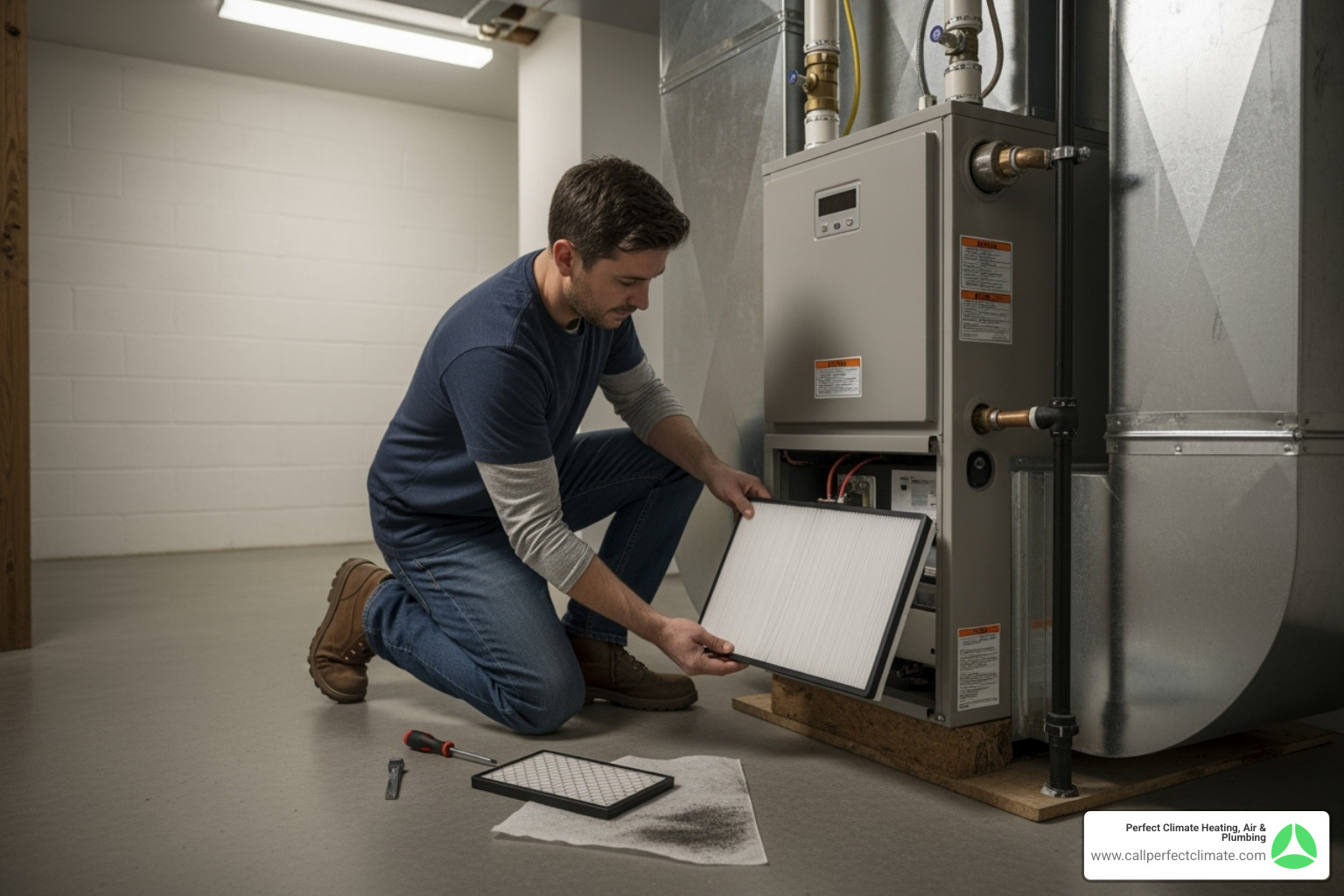 homeowner changing a furnace filter - affordable furnace repair homeowner changing a furnace filter - affordable furnace repair