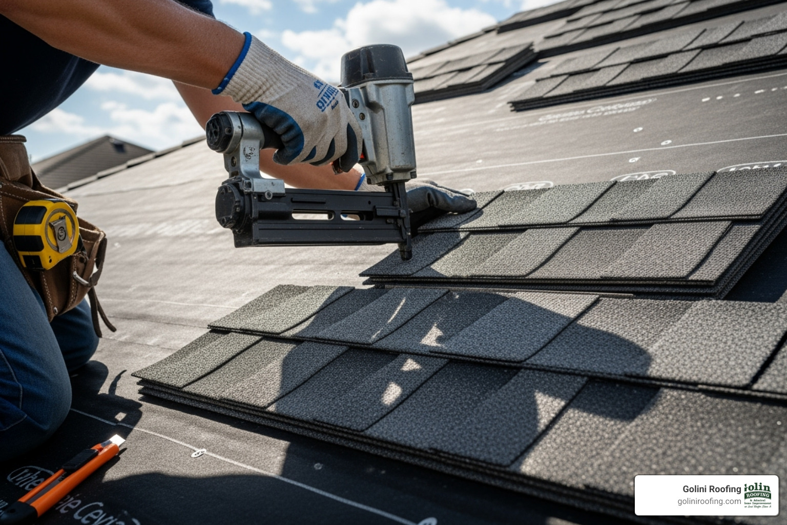 high-quality architectural asphalt shingles being installed - types of roofs for homes high-quality architectural asphalt shingles being installed - types of roofs for homes