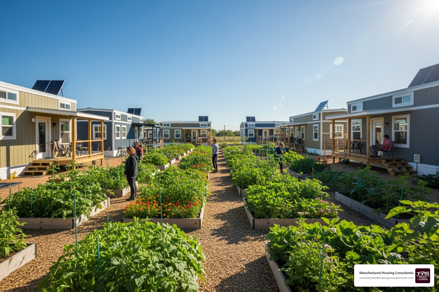 community garden within a tiny home village - tiny home communities near new braunfels tx