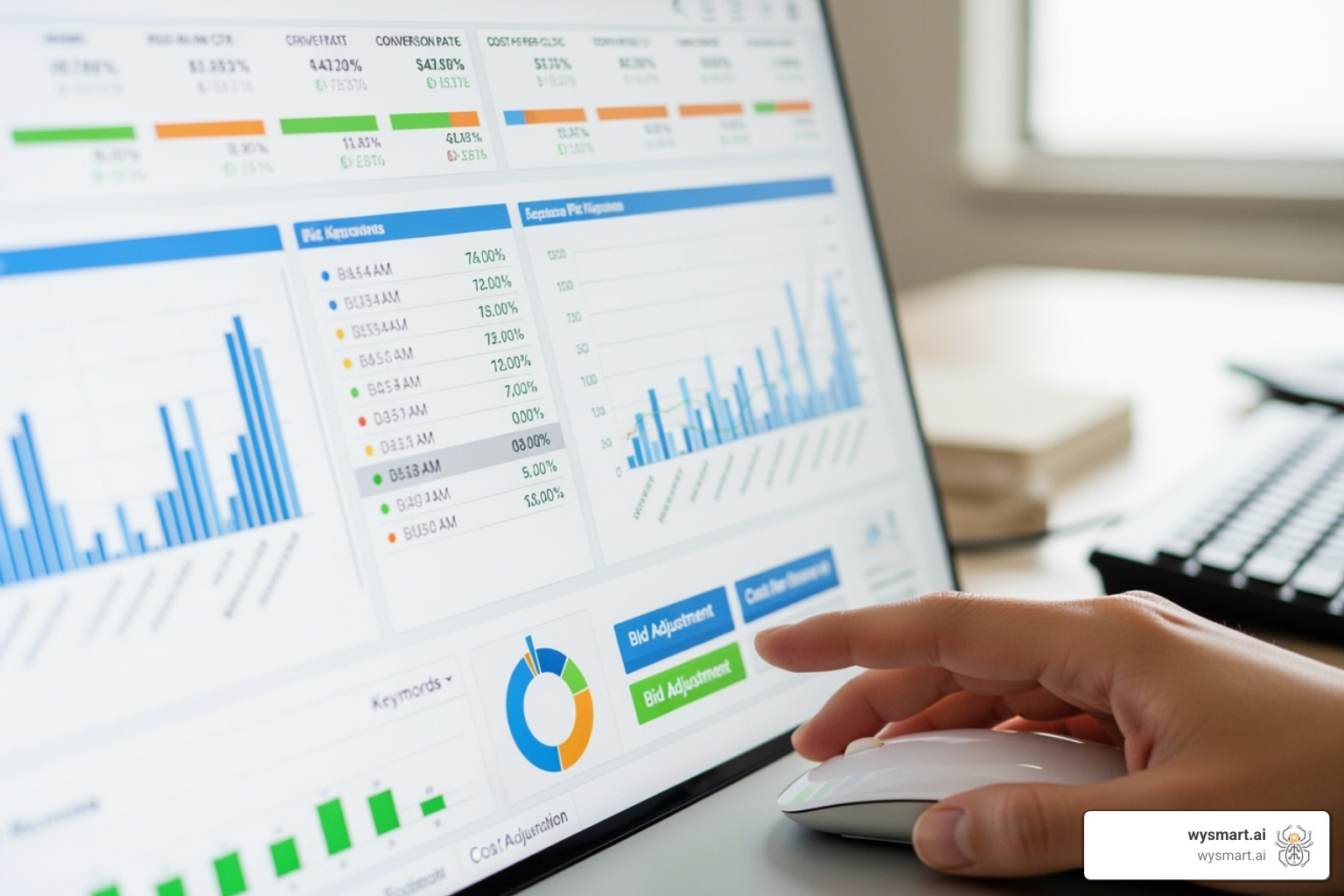 A magnifying glass over a complex chart, symbolizing optimization - pay per click services A magnifying glass over a complex chart, symbolizing optimization - pay per click services