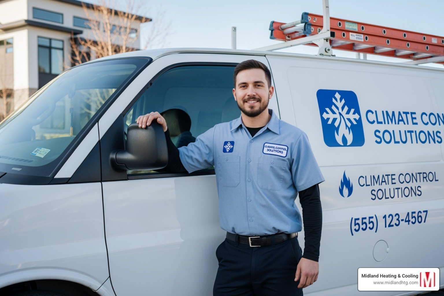 Image of a friendly, professional technician with a van - 24 hour furnace repair minneapolis