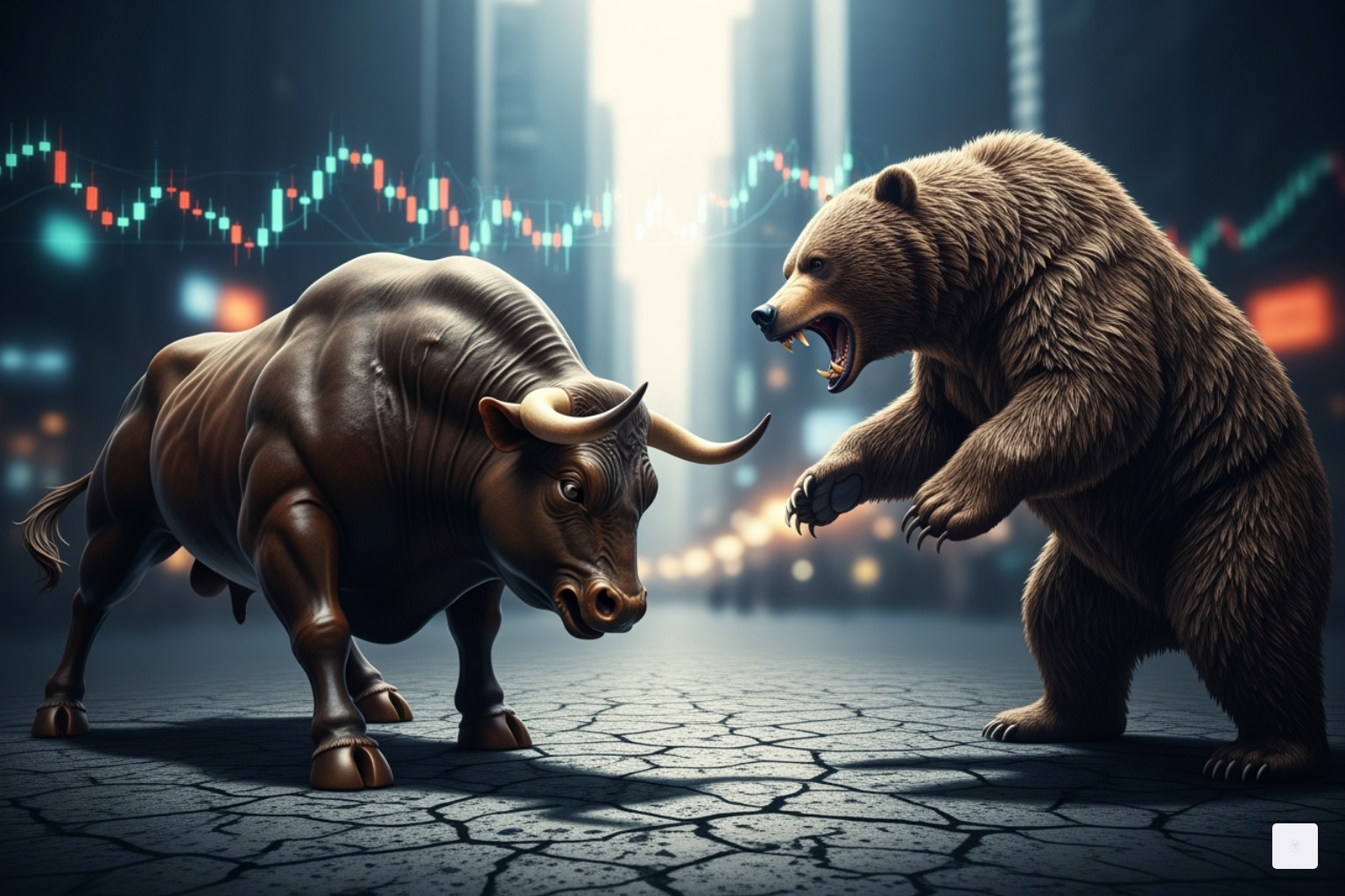 Bull and bear facing off, symbolizing market risk - bmnr stock