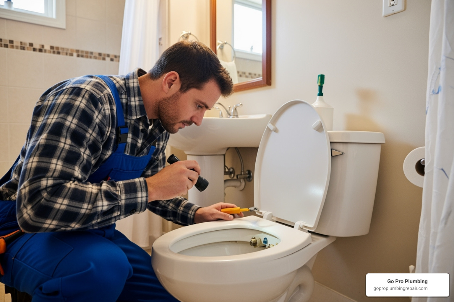 professional plumber inspecting a toilet - toilet drain cleaner