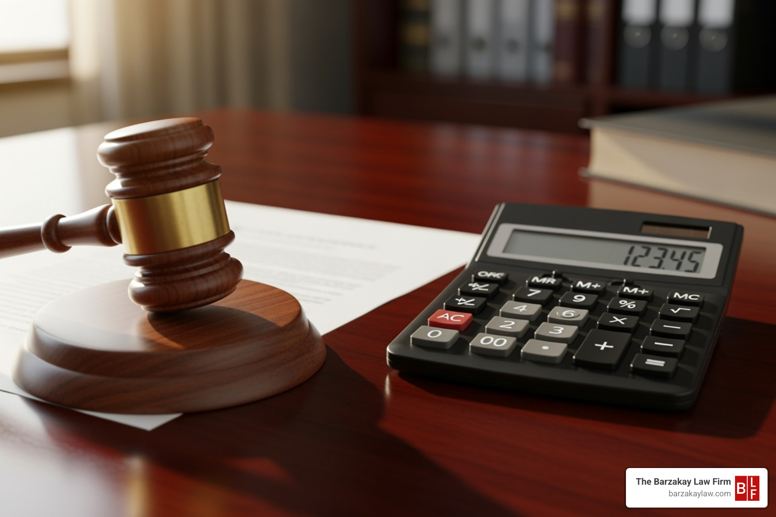 gavel and calculator - average car accident settlement with lawyer