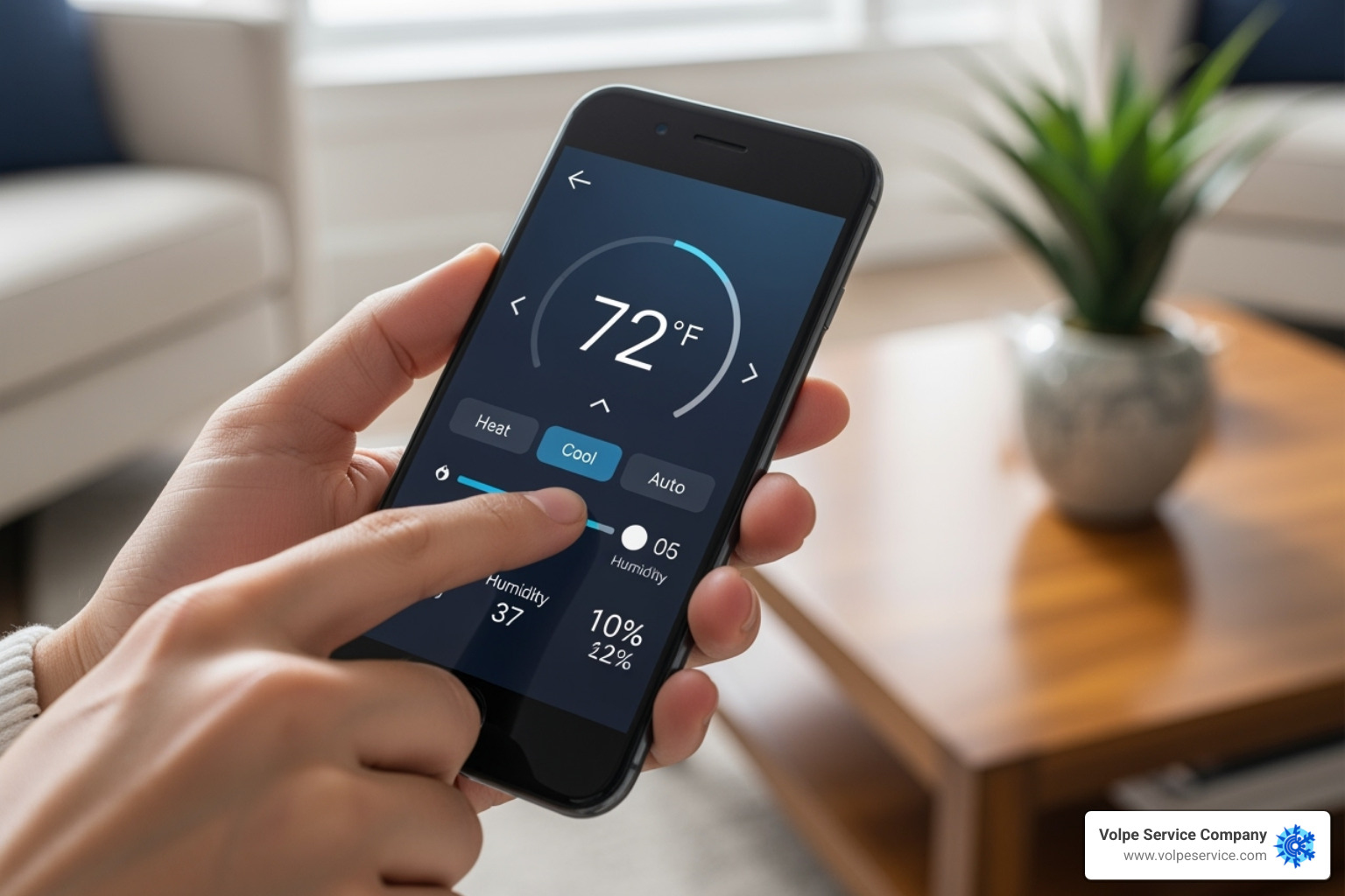 person adjusting their home thermostat using a smartphone - Climate control solutions