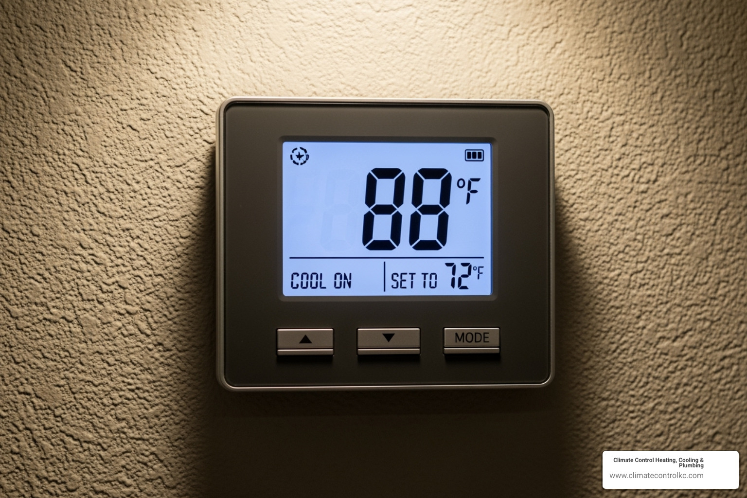 Thermostat displaying a high temperature - ac repair kansas city mo