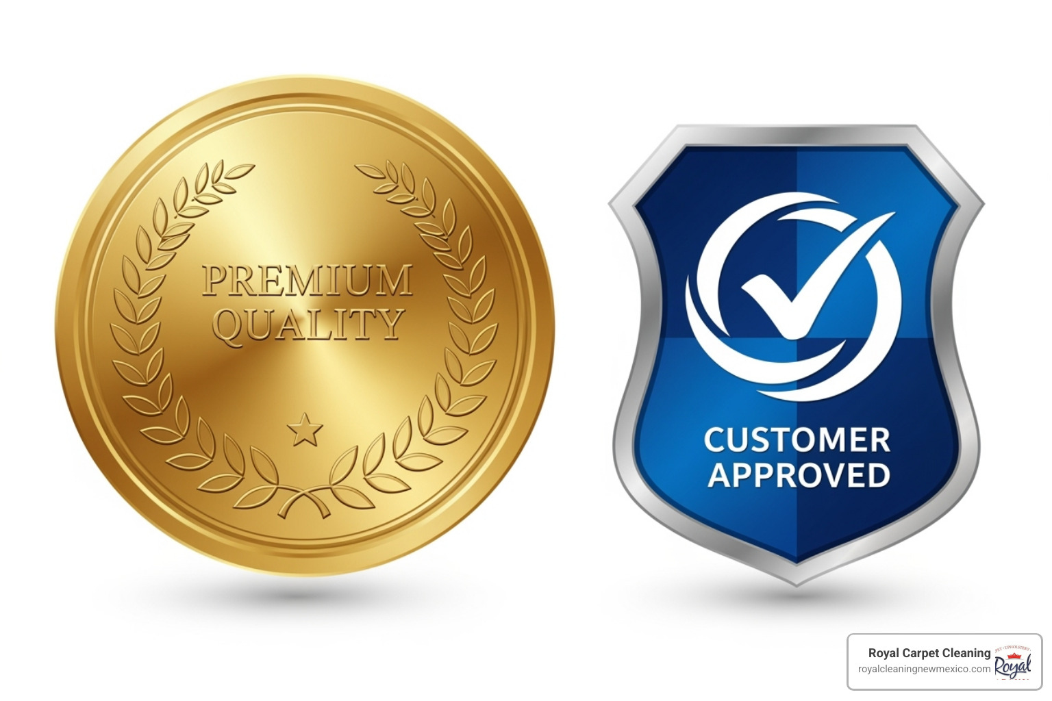 IICRC certification logo and a satisfaction guarantee badge - professional carpet cleaning Albuquerque