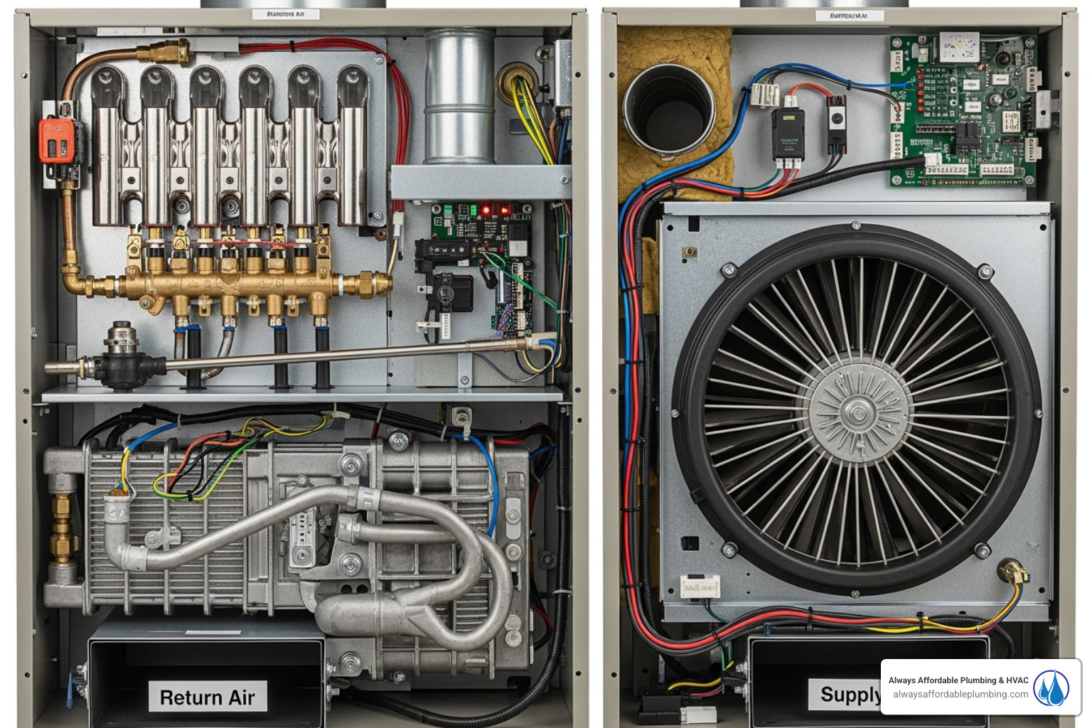 internal components of a furnace - Furnace blowing cold