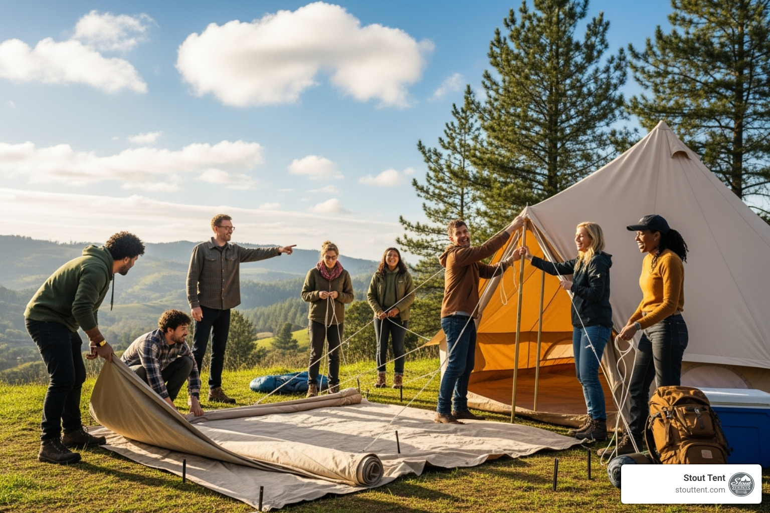steps to pitch a Stout Tent bell tent - Bell tent purchase