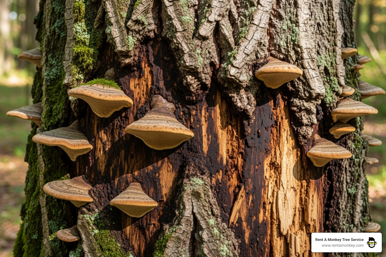 Image of a tree with clear signs of disease, like fungal growth on the trunk - tree service south jordan ut