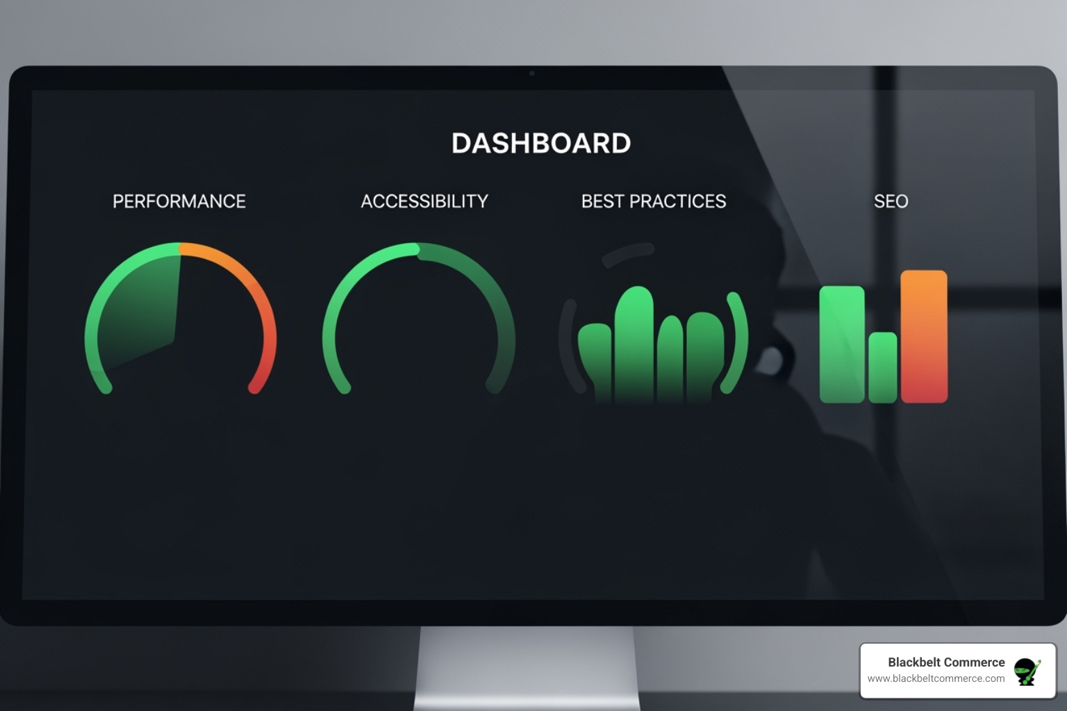 Image of a Google PageSpeed Insights report showing scores for performance, accessibility, best practices, and SEO - Shopify SEO best practices