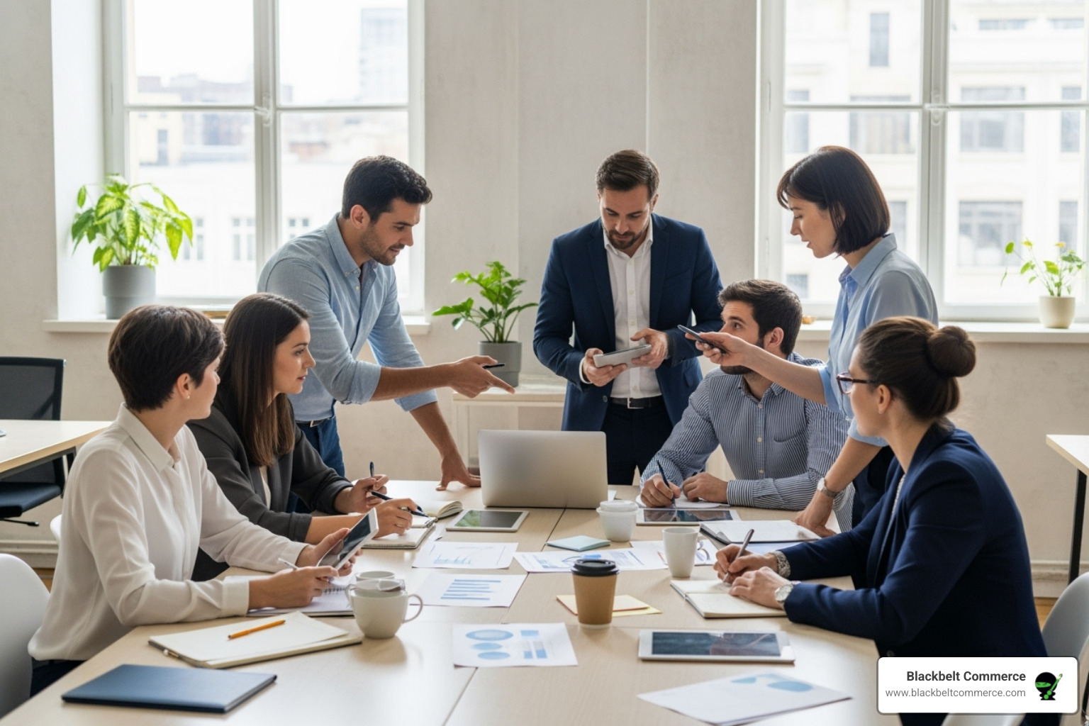 a team collaborating in a modern office space - ecommerce website development company near me a team collaborating in a modern office space - ecommerce website development company near me