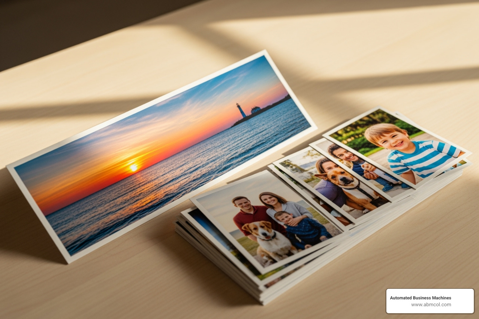panoramic photo print next to standard 4x6 prints - how to print on photo paper