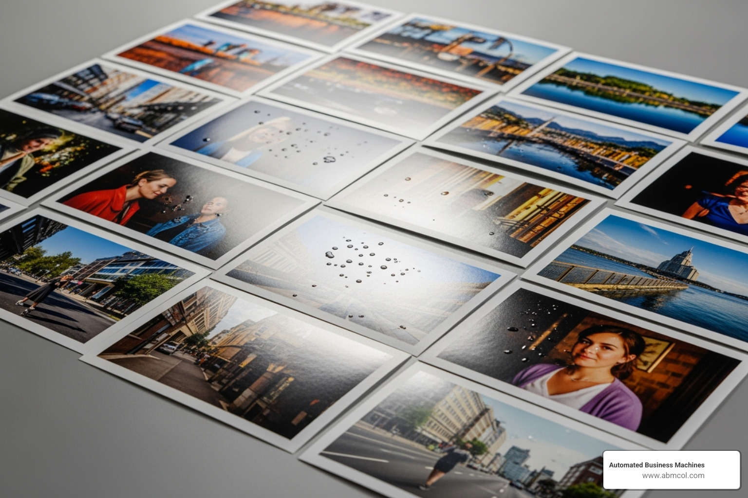 freshly printed photos drying on a flat surface - how to print on photo paper