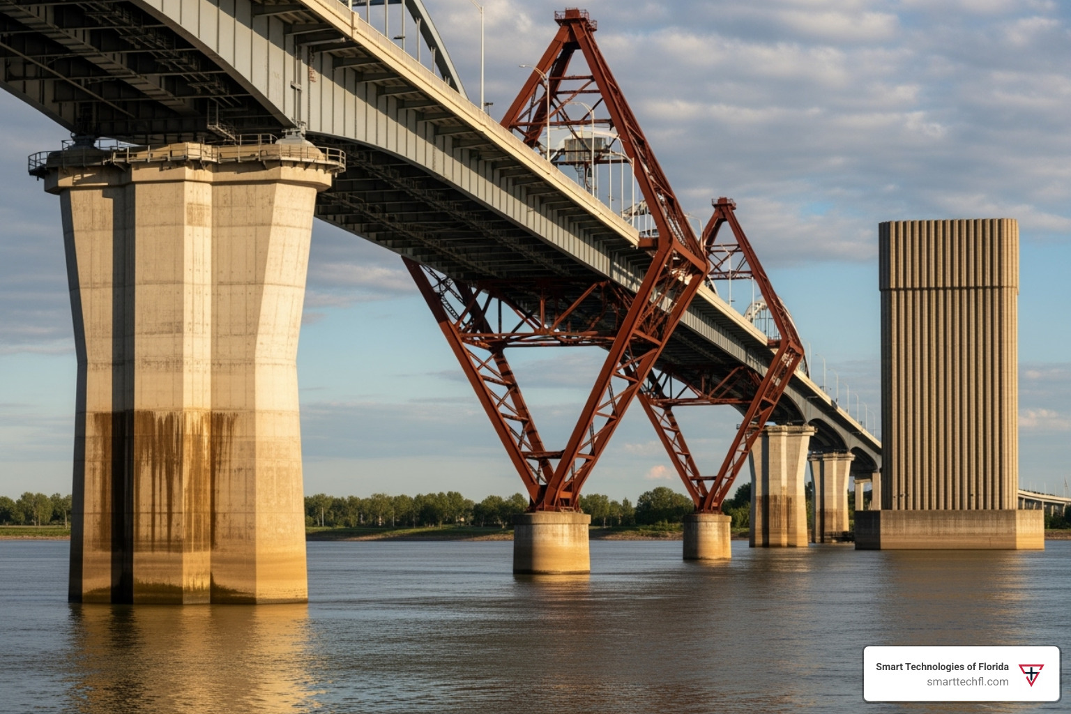 Three pillars labeled People, Process, and Technology supporting a bridge labeled Digital Change - digital change for businesses