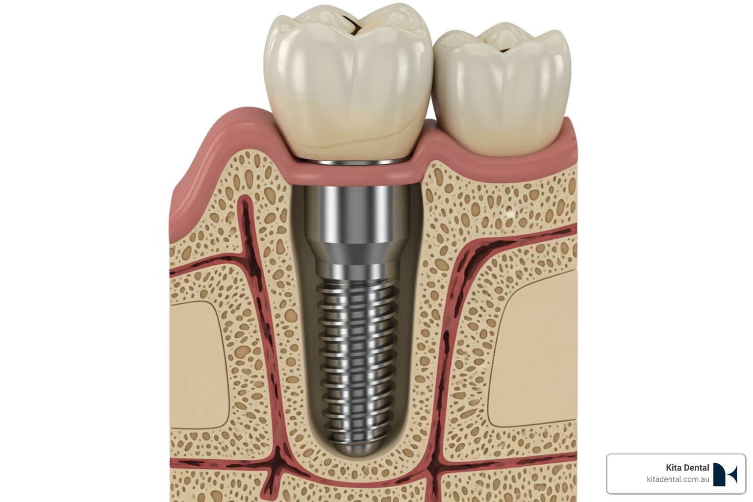 A realistic model of a dental implant, demonstrating its integration with the jawbone and supporting a crown - mascot dental surgery A realistic model of a dental implant, demonstrating its integration with the jawbone and supporting a crown - mascot dental surgery