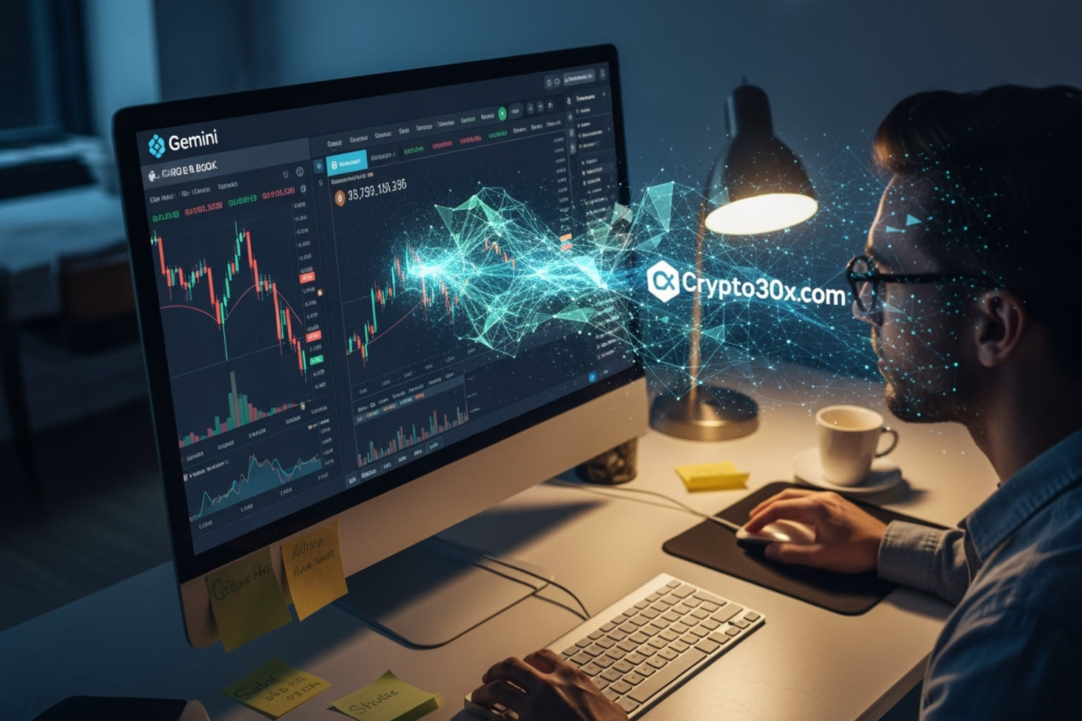 Data flowing from Crypto30x.com to a trader using the Gemini platform - crypto30x.com gemini
