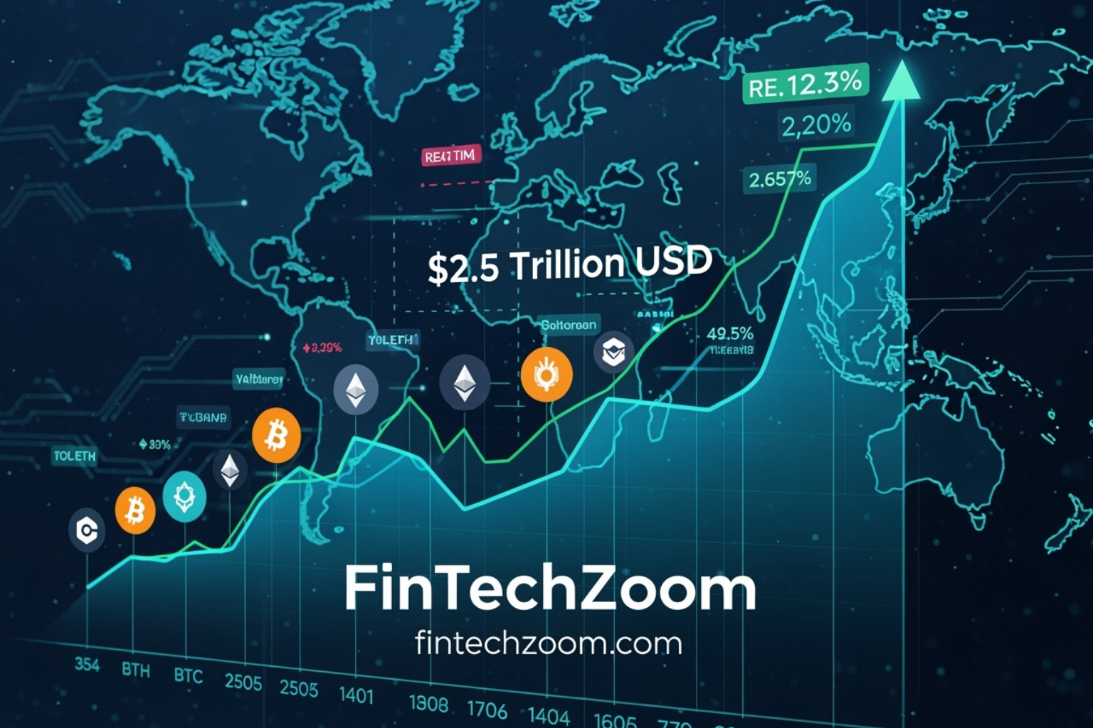 FintechZoom website interface on a laptop - fintechzoom.com crypto market cap