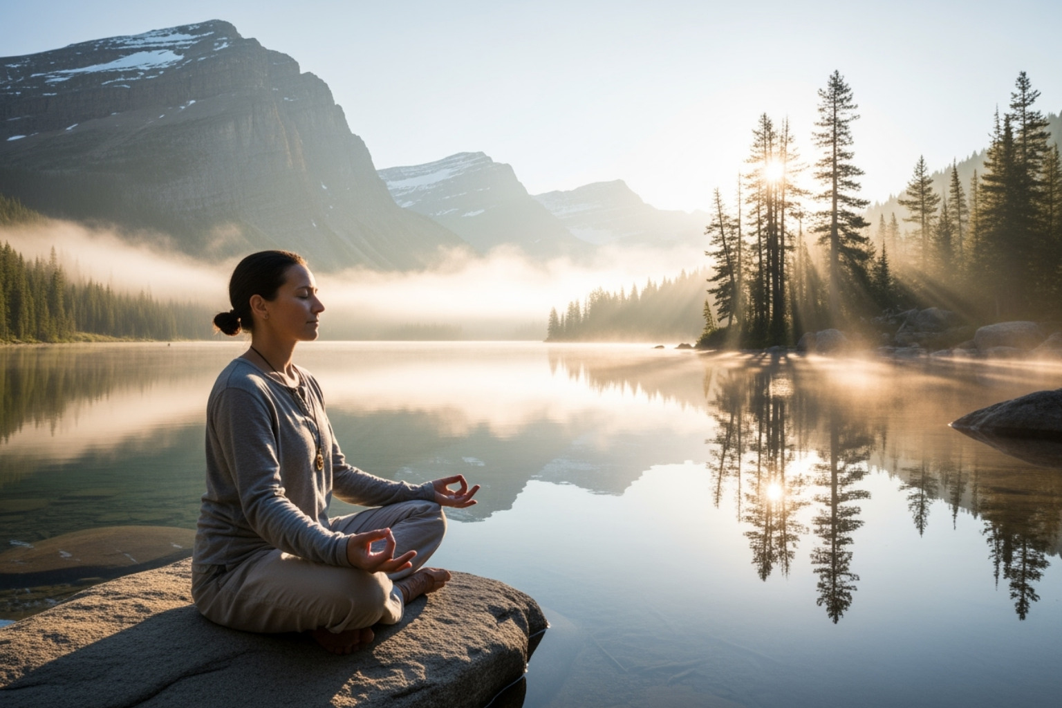 A person meditating peacefully, symbolizing financial calm - traceloans.com personal loans