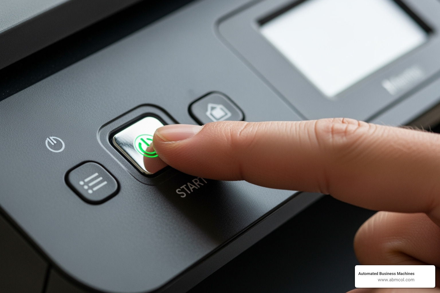 finger pressing button on printer's control panel - how to make printer print test page