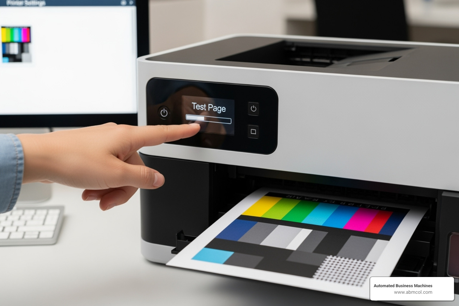 Windows 11 'Printers & scanners' settings screen with 'Print a test page' button highlighted - how to make printer print test page
