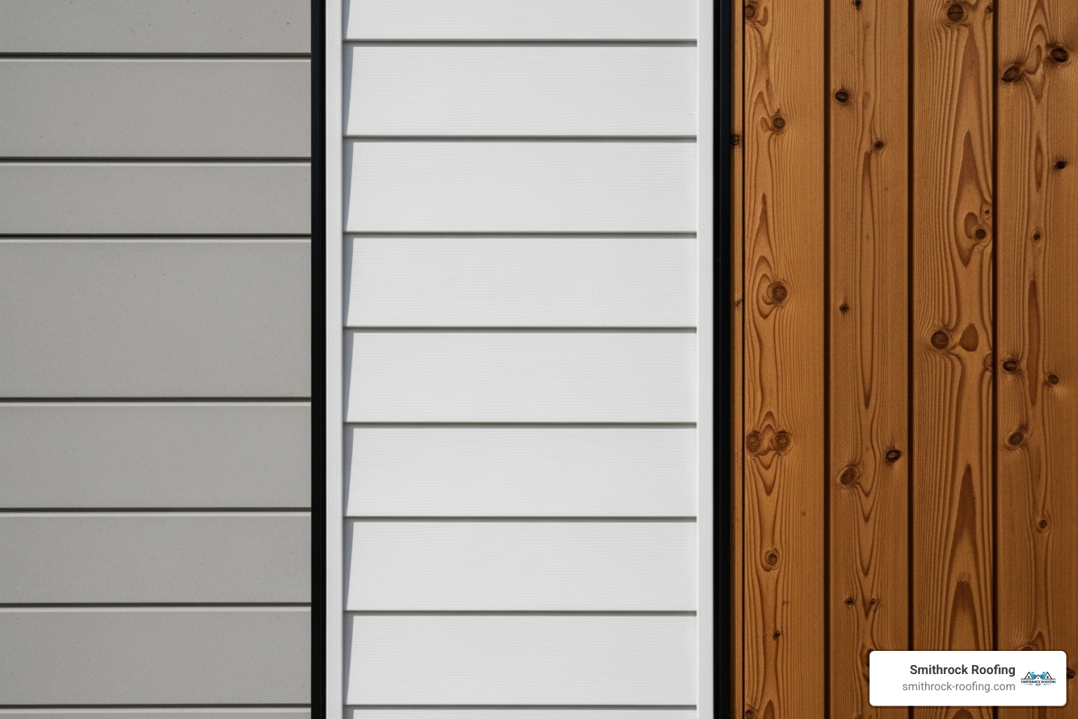wall showcasing samples of different cladding materials like fiber cement, vinyl, and thermo-treated wood - Durable exterior cladding