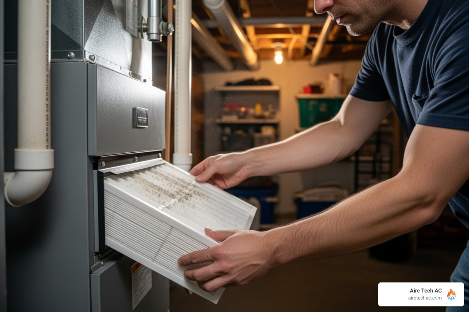 person changing furnace air filter - heater not blowing air in house person changing furnace air filter - heater not blowing air in house