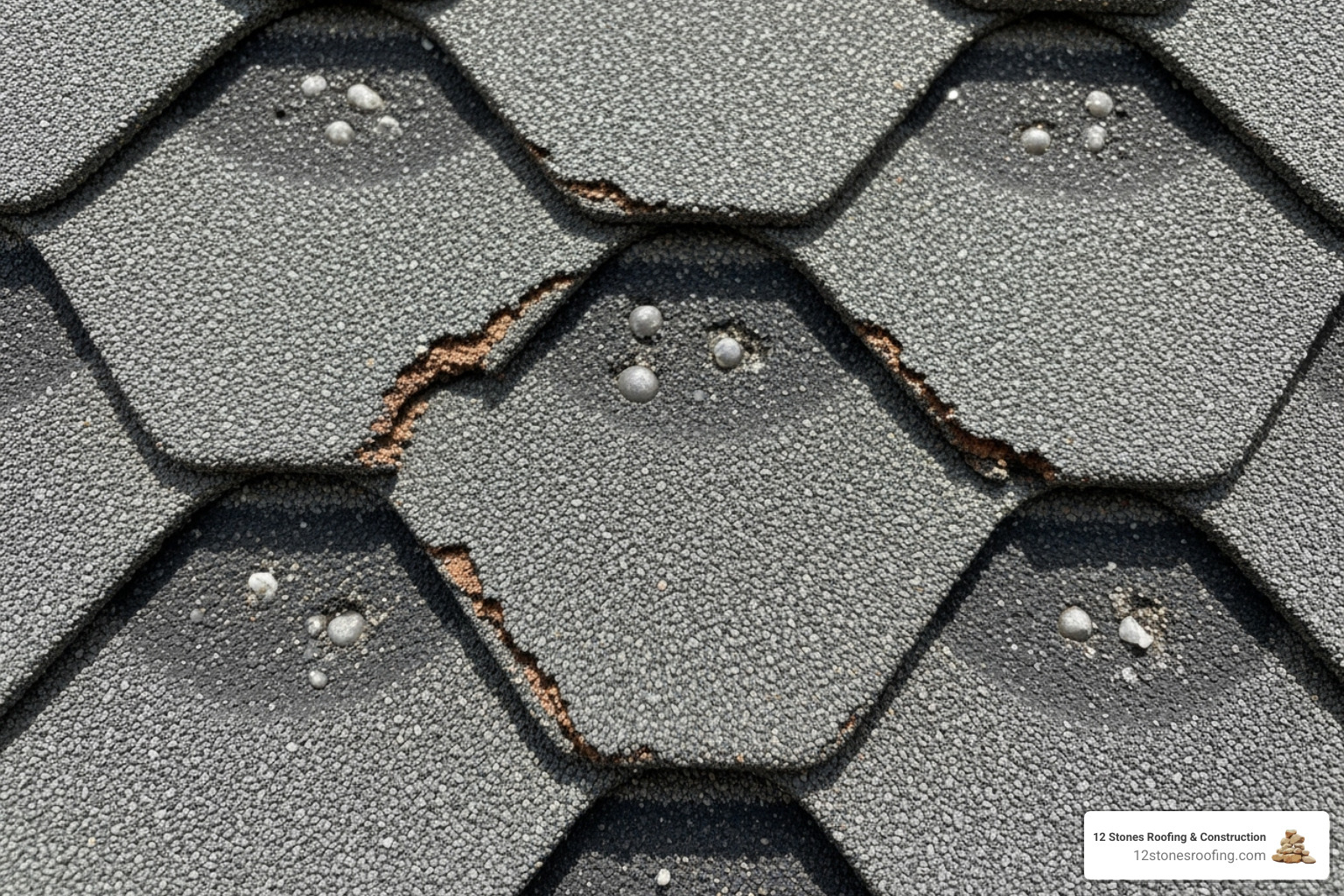 Subtle hail damage on an asphalt shingle - Roofing contractor The Woodlands
