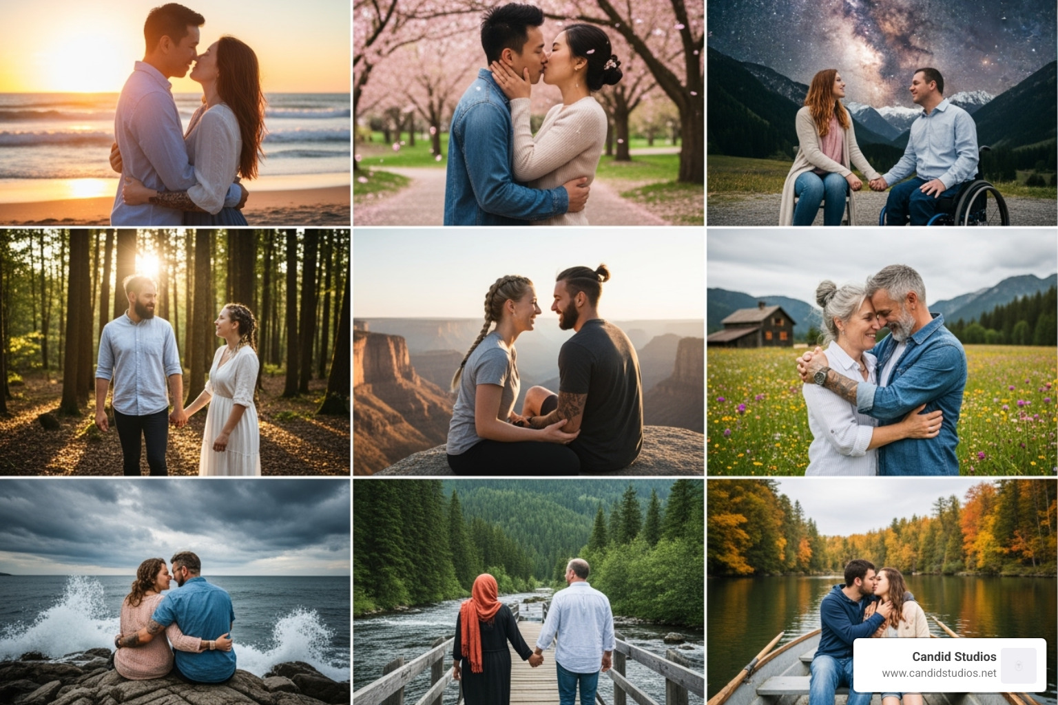 collage of different couple poses - couple photoshoot poses