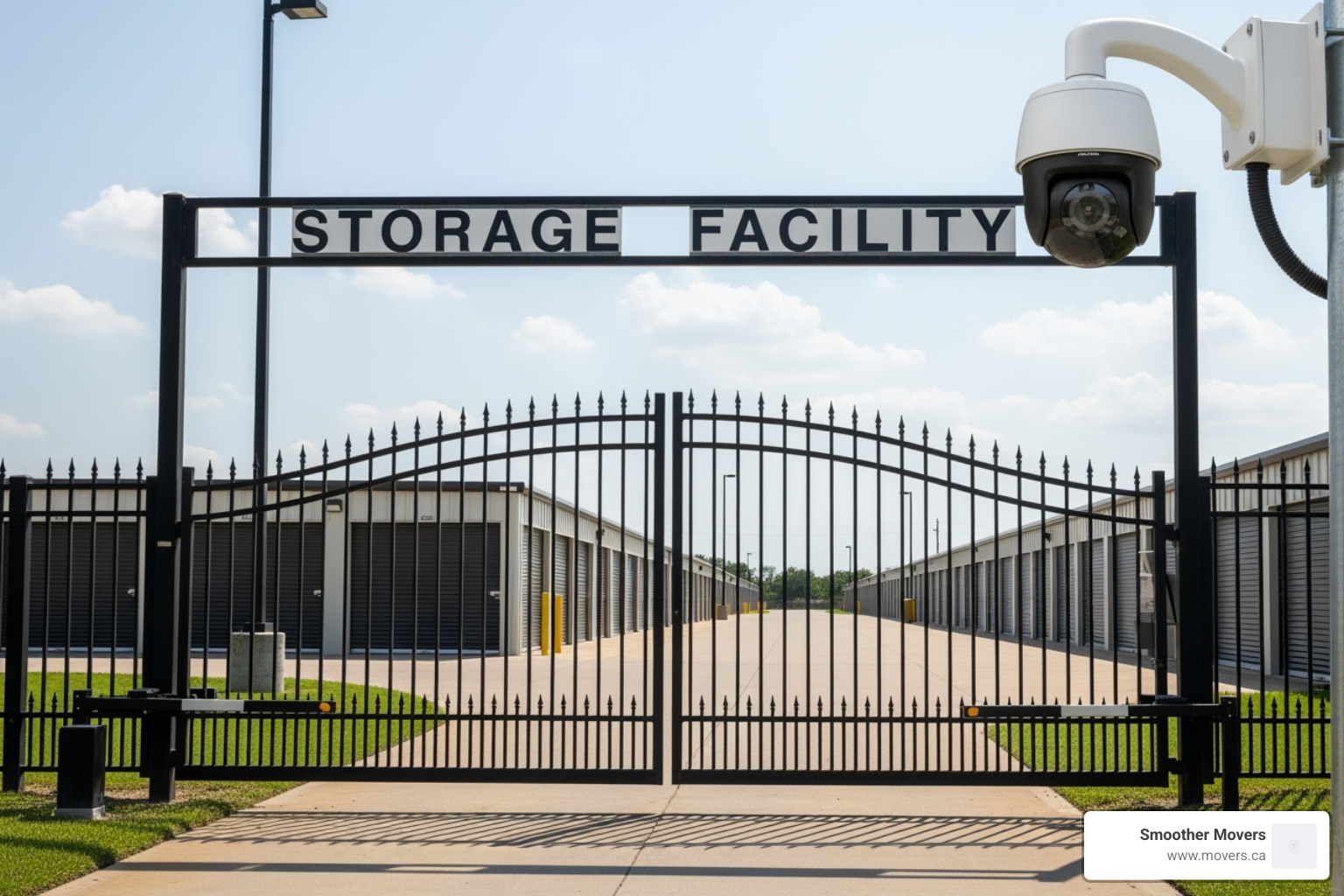 security camera monitoring gated entrance - secure storage solutions