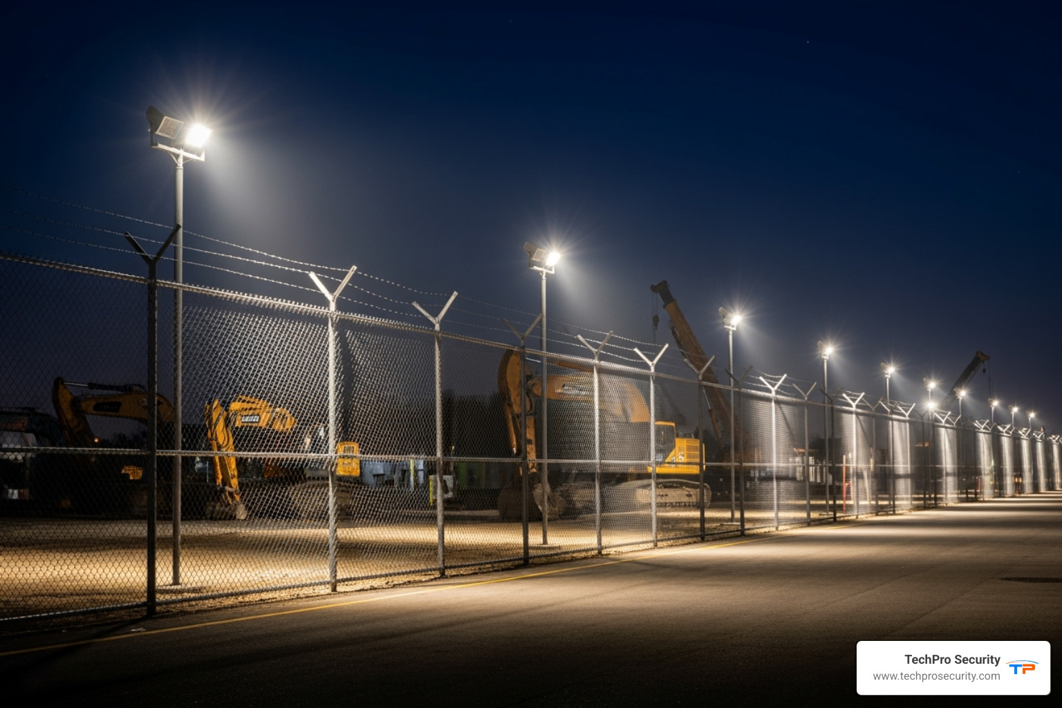 well-lit construction site perimeter - how to secure a high rise construction site