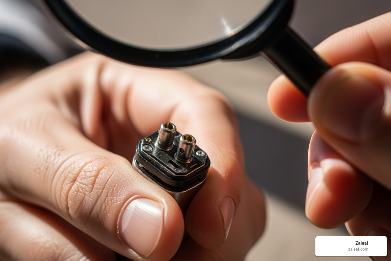 person inspecting vape battery connection points - how long do vape batteries last