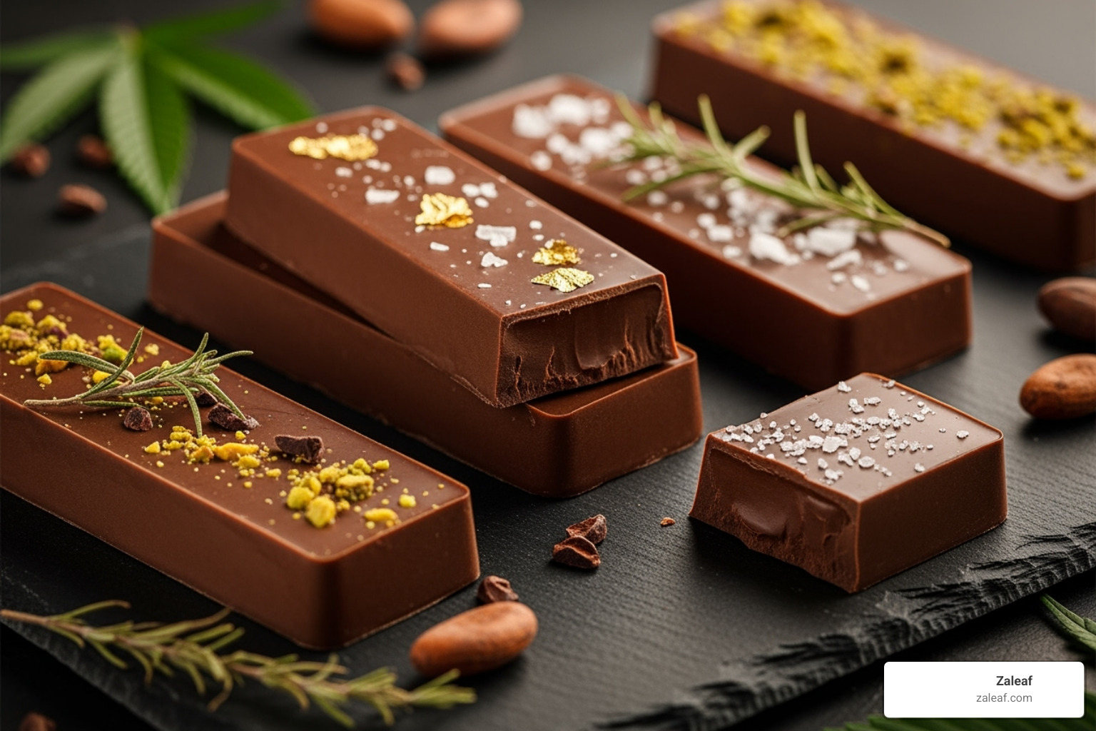 artisanal Zaleaf cannabis-infused chocolate bars - thc edibles
