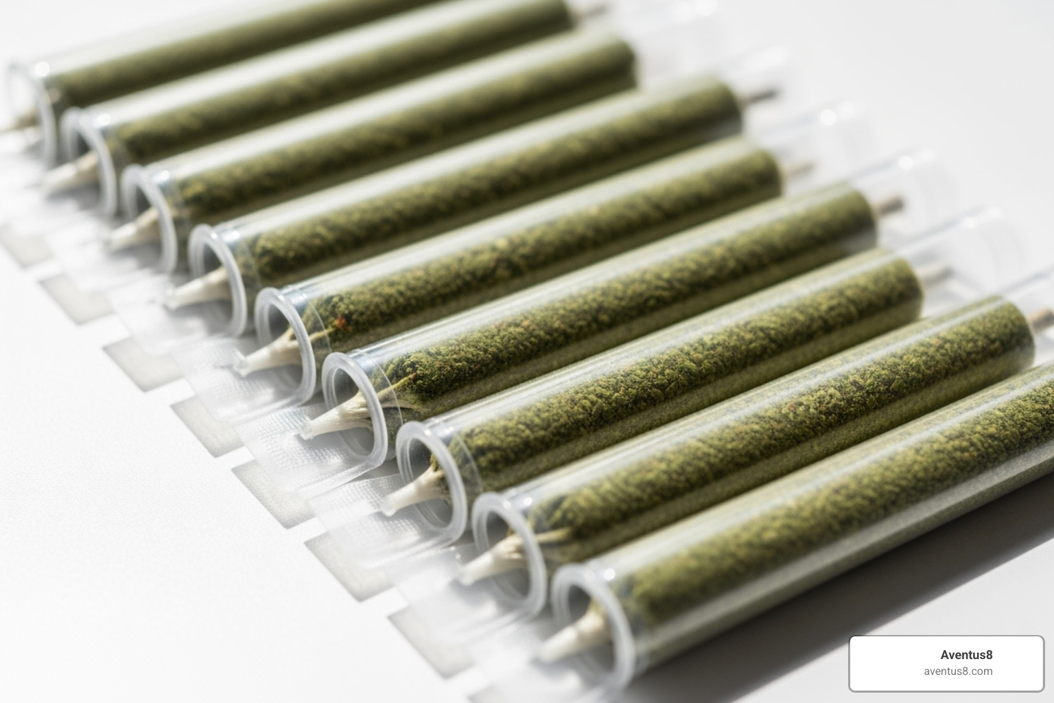 Aventus8's individually sealed tubes for freshness - cutleaf pre rolls thc