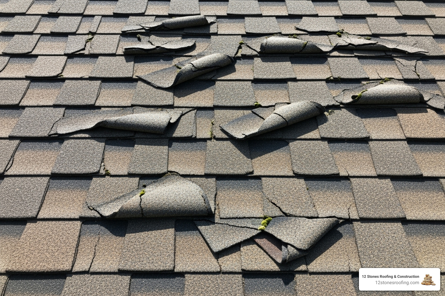 Curling and cracked asphalt shingles - Pasadena roof restoration