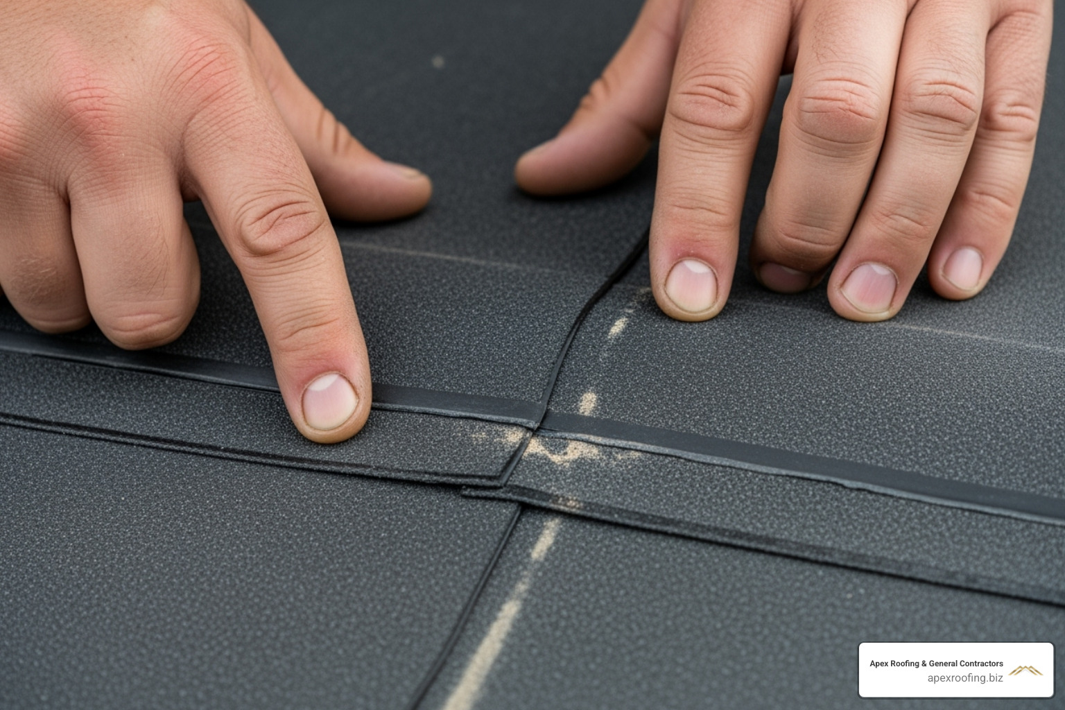 professional inspecting an EPDM roof seam - epdm roof maintenance