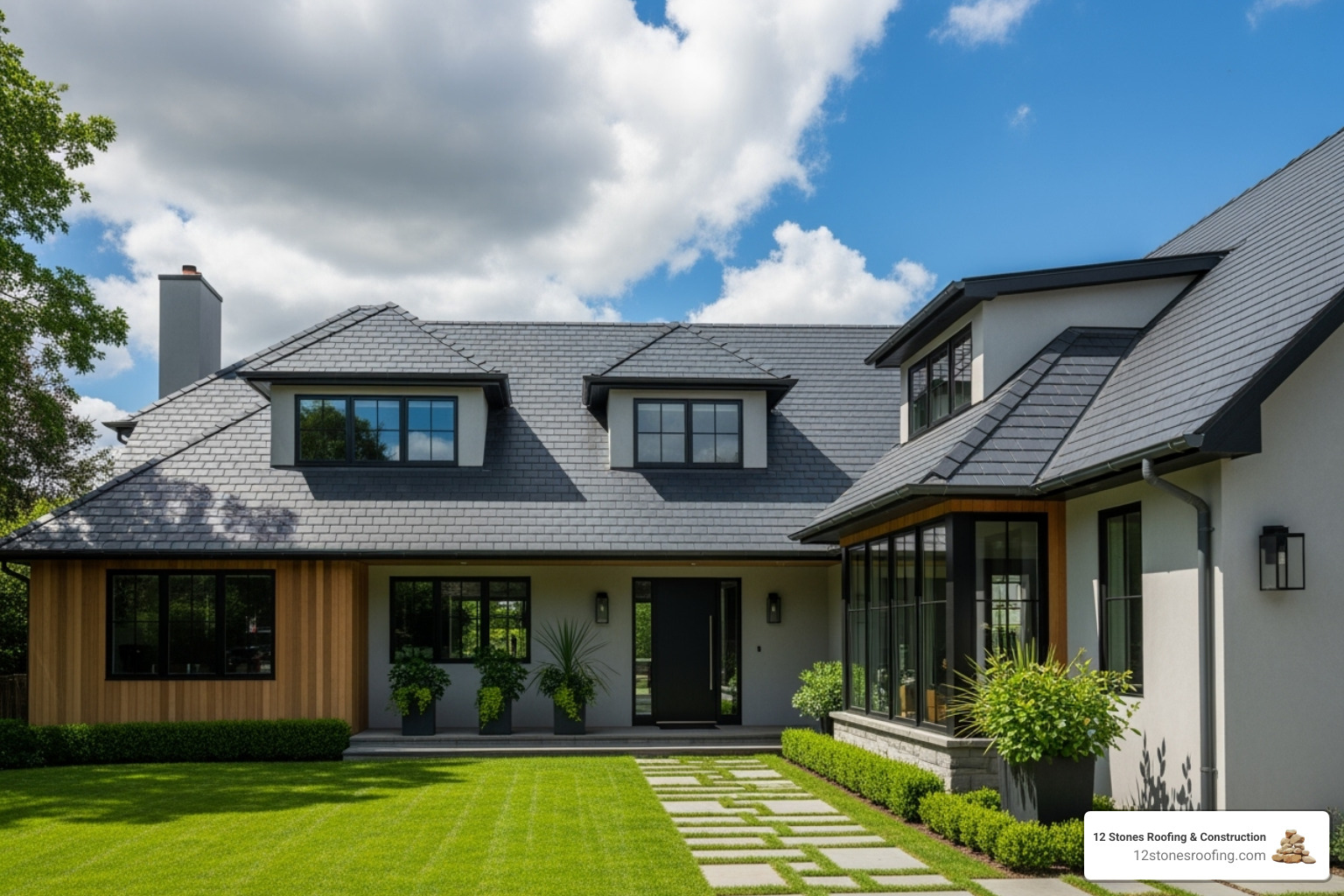 Stunning home exterior with a brand new, architecturally matched roof - roof replacement Pasadena TX