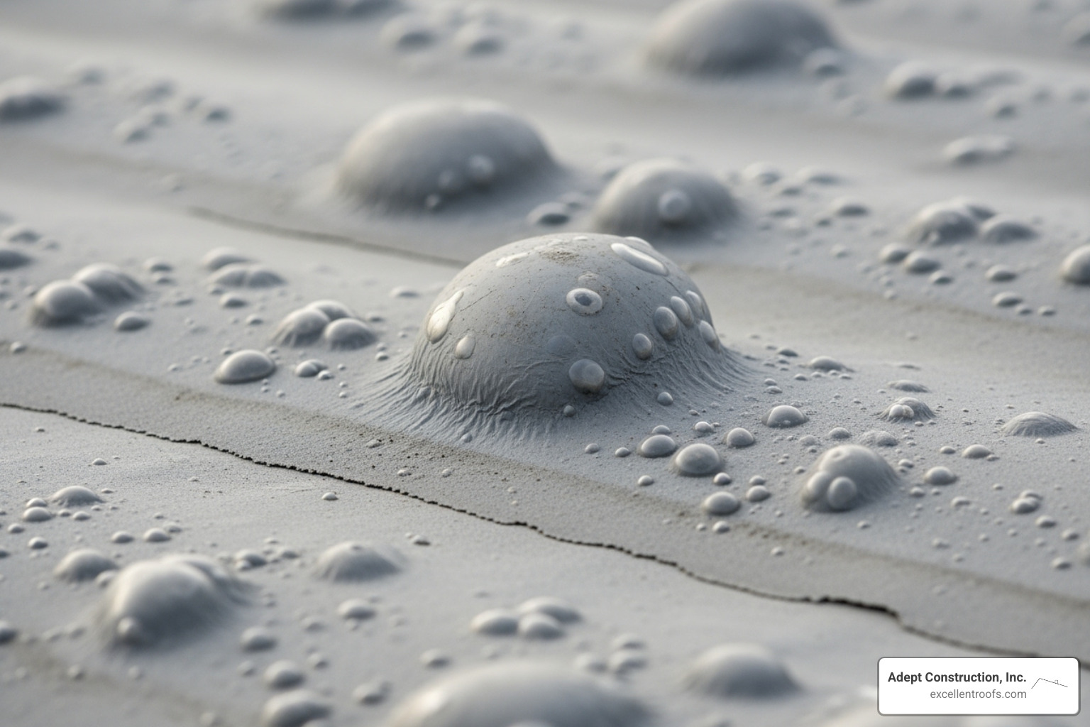 a blistered TPO roof membrane - Roofing repair service