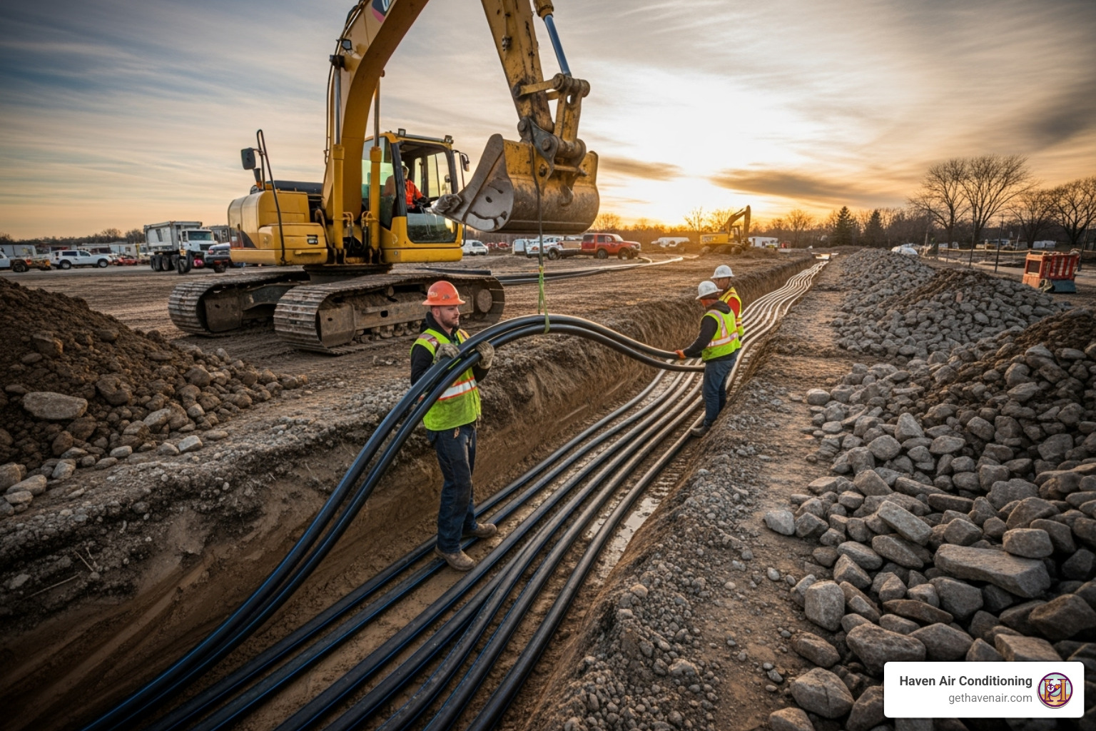 geothermal ground loop installation in progress - cost to install geothermal hvac geothermal ground loop installation in progress - cost to install geothermal hvac
