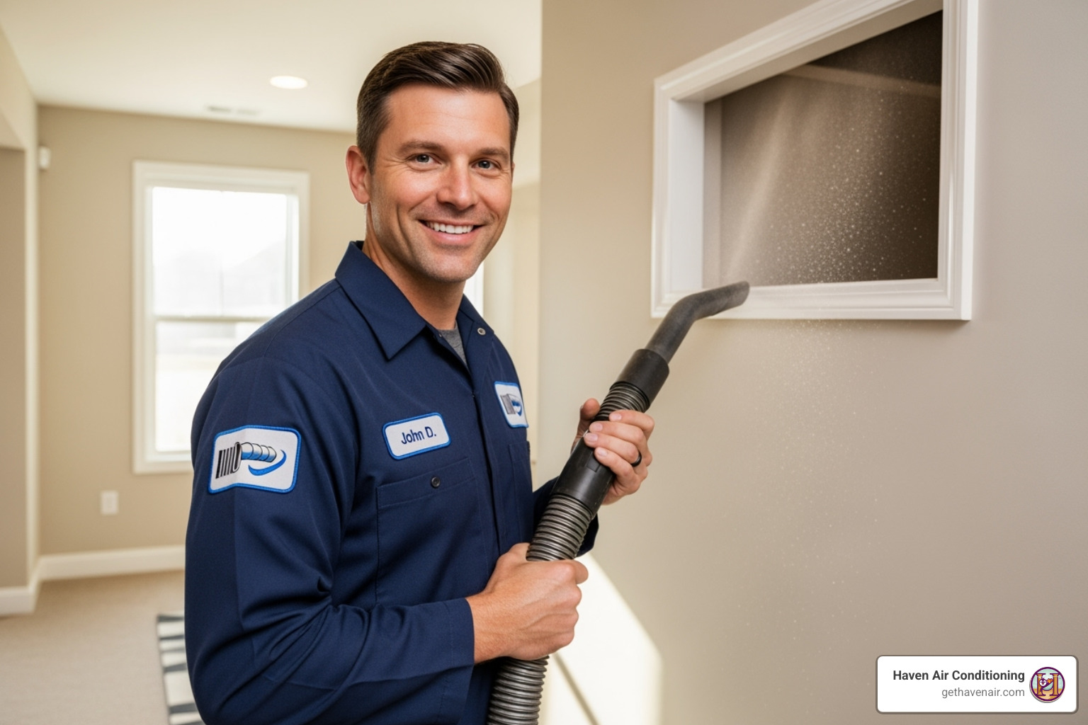 professional technician in uniform - Air vent cleaning service professional technician in uniform - Air vent cleaning service