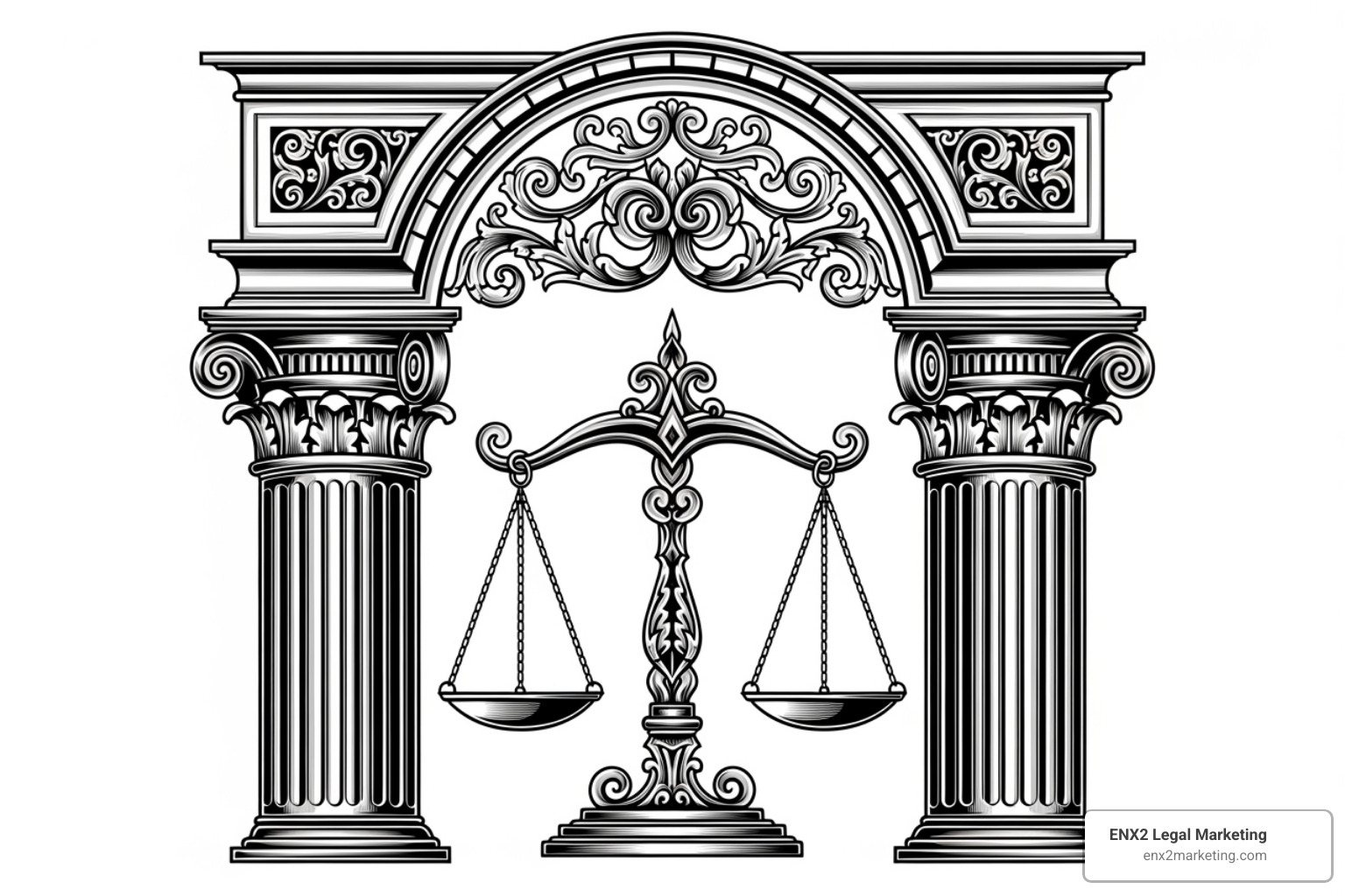 classic ornate law logo featuring scales of justice and pillars - law symbol logo