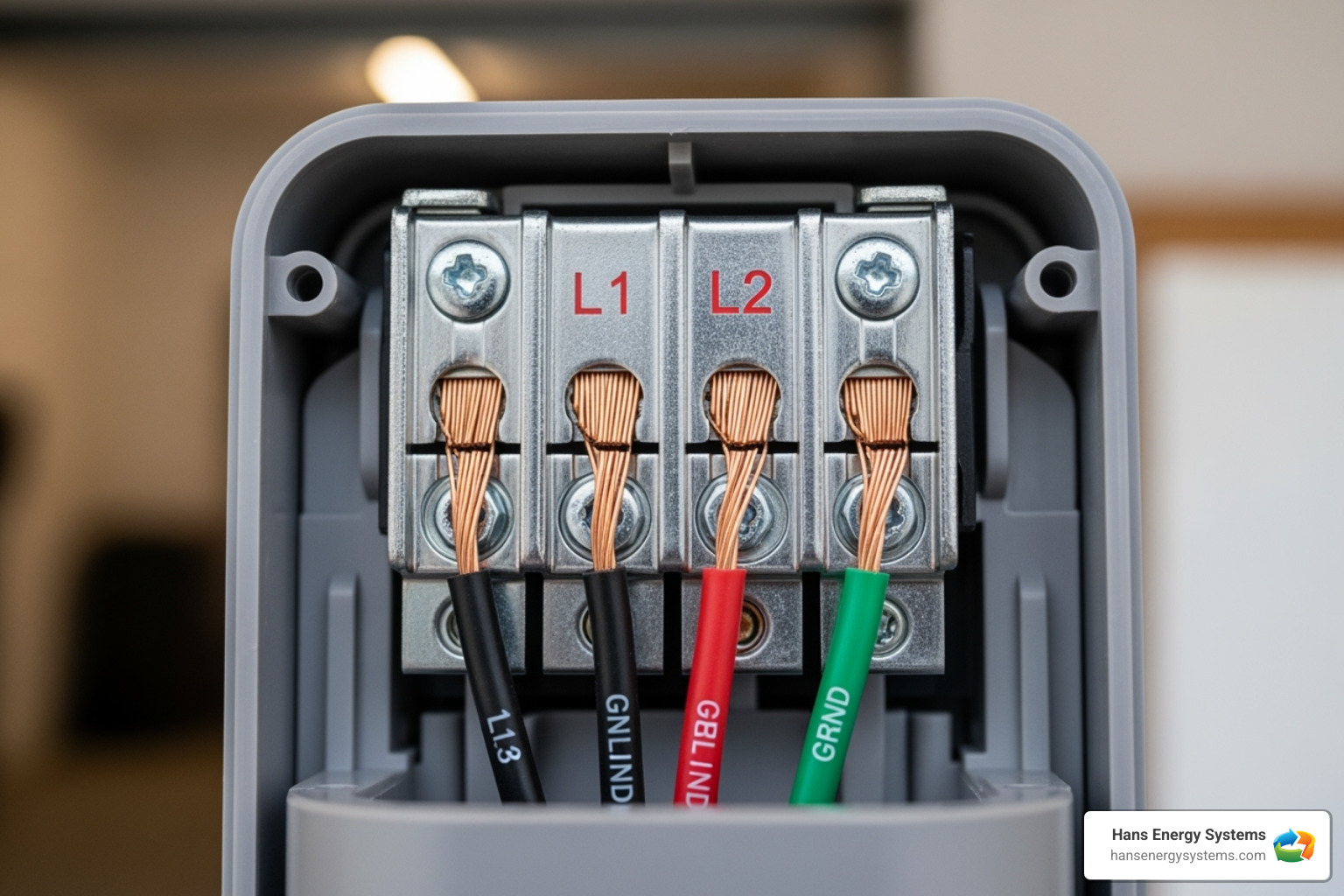 Internal wiring terminals of the Tesla Wall Connector - tesla wall mount charger installation