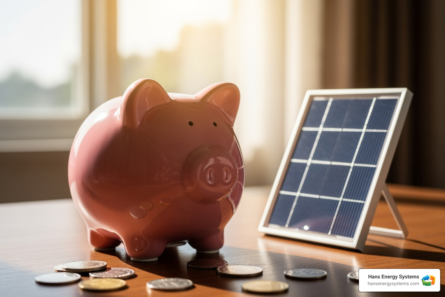 piggy bank next to a solar panel - Solar battery storage Poway