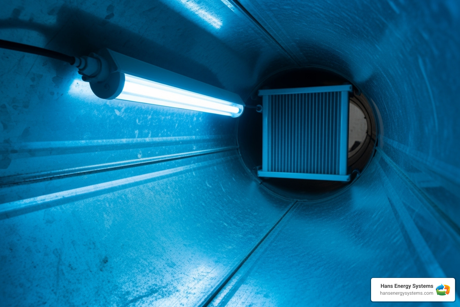UV lamp installed within an HVAC system - Air quality solutions