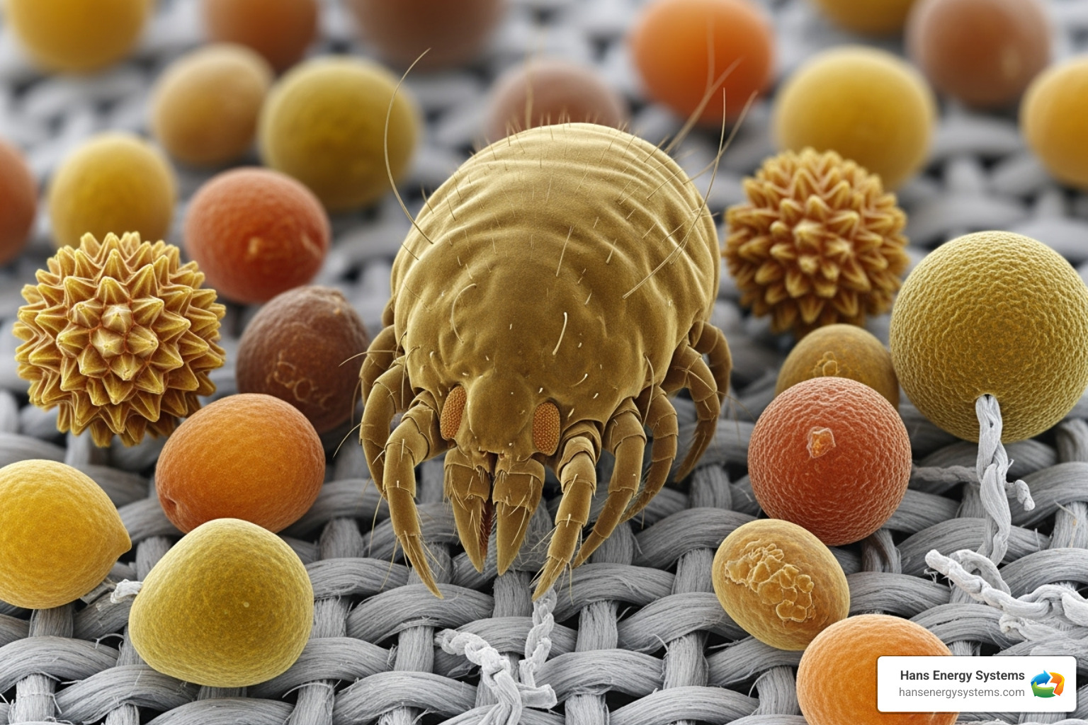 microscopic view of dust mites and pollen - Air quality solutions