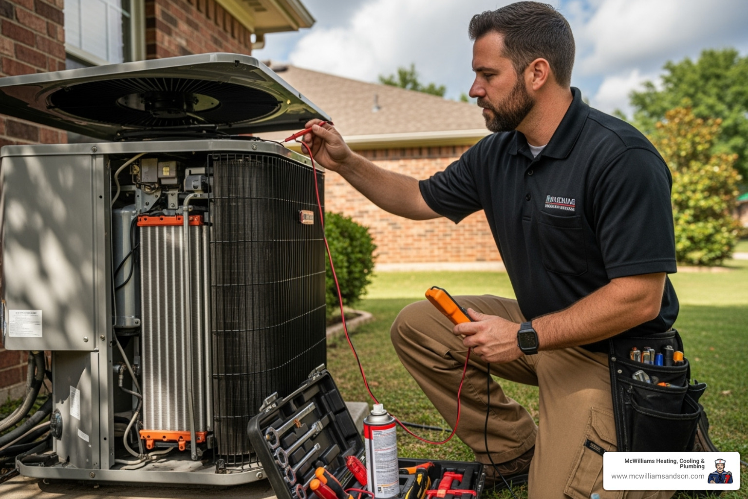 technician performing HVAC maintenance - Energy efficient HVAC system
