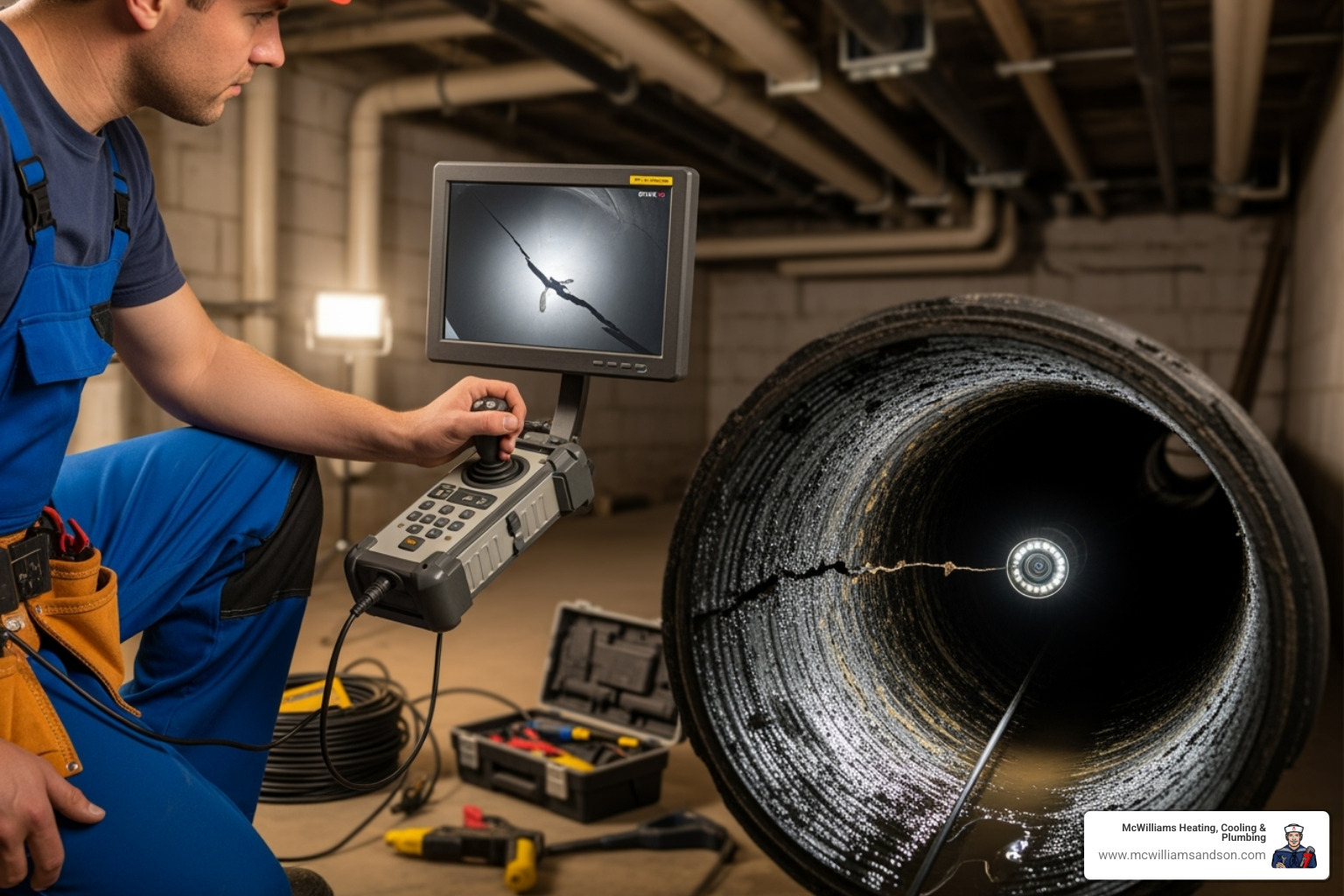 technician using a video inspection camera - 24 7 sewer and drain technician using a video inspection camera - 24 7 sewer and drain