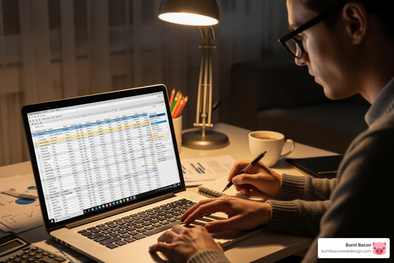 person reviewing a budget on a spreadsheet - Shopify website maintenance